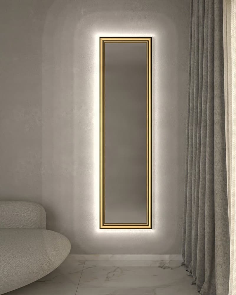 Καθρέπτης Επιδαπέδιος με Led Project Mirrors Wood Classic Χρυσό 50x180cm