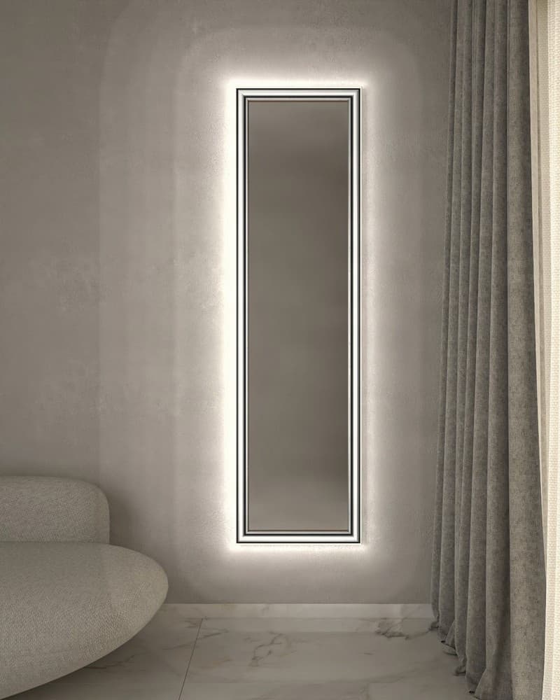 Καθρέπτης Επιδαπέδιος με Led Project Mirrors Wood Classic Ασημί 50x180cm