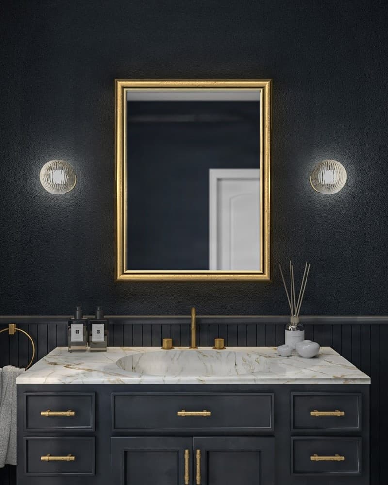 Καθρέπτης μπάνιου Project Mirrors Wood Classic Χρυσό 70x90cm