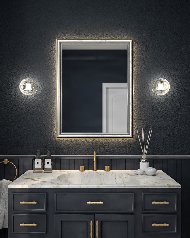 Καθρέπτης μπάνιου με Led Project Mirrors Wood Classic Ασημί 70x90cm