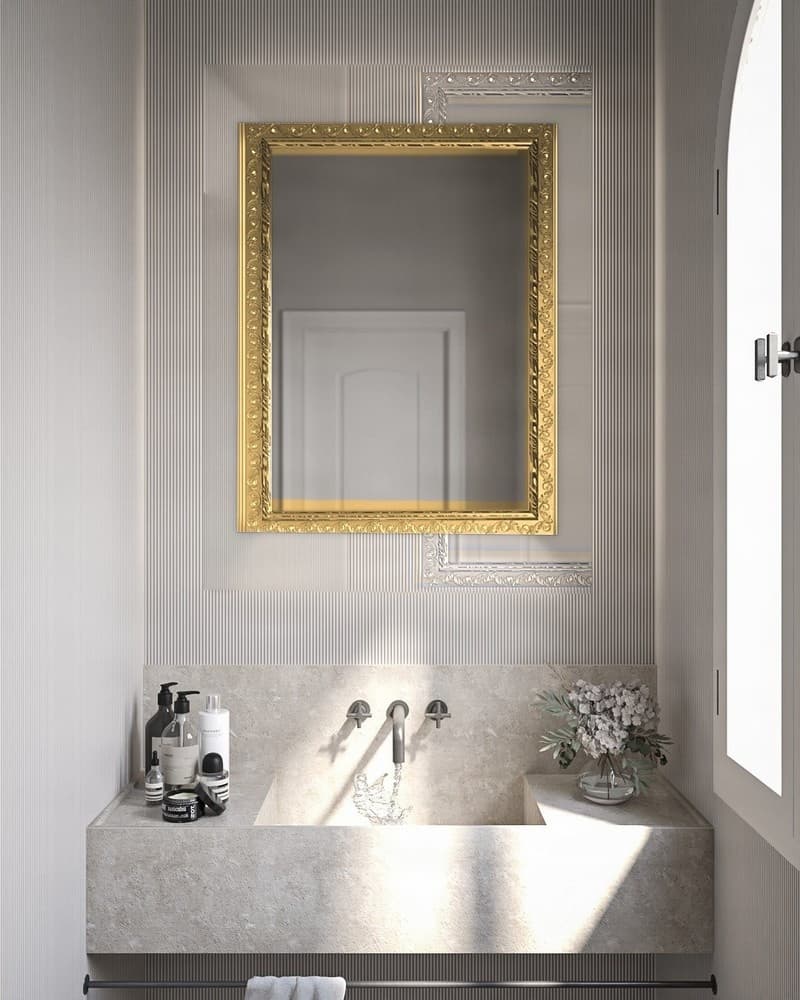 Καθρέπτης μπάνιου Project Mirrors Wood Deco Χρυσό 60x80cm