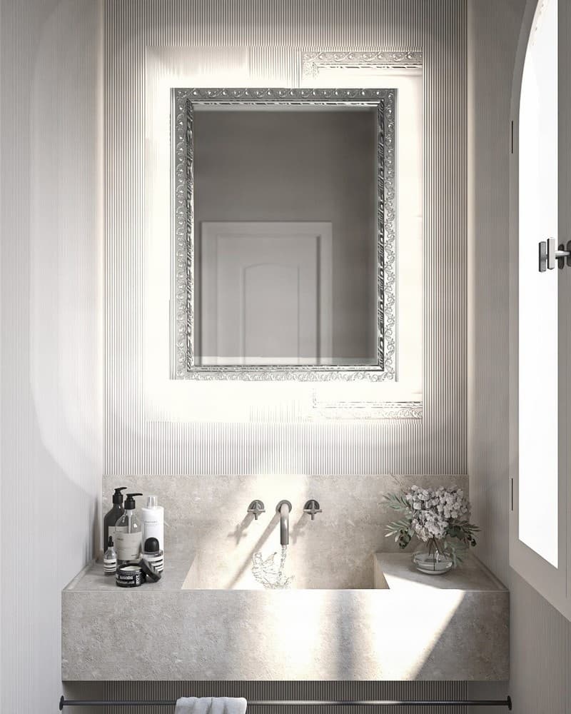 Καθρέπτης μπάνιου με Led Project Mirrors Wood Deco Ασημί 60x80cm
