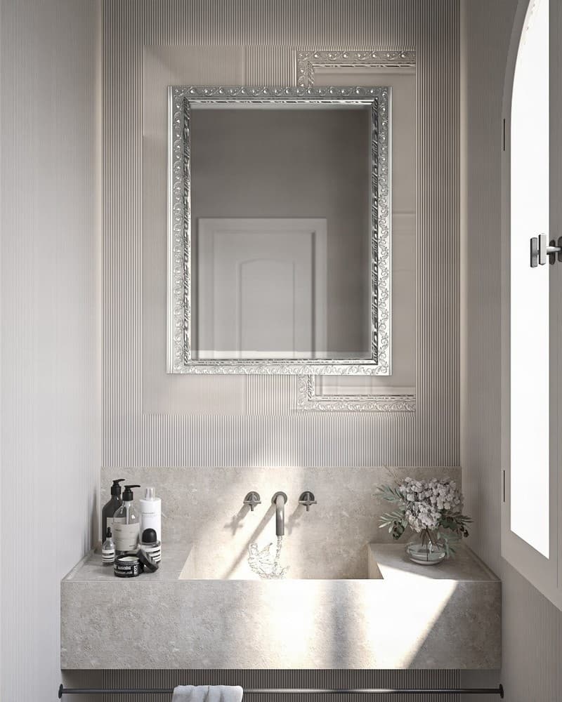 Καθρέπτης μπάνιου Project Mirrors Wood Deco Ασημί 60x80cm