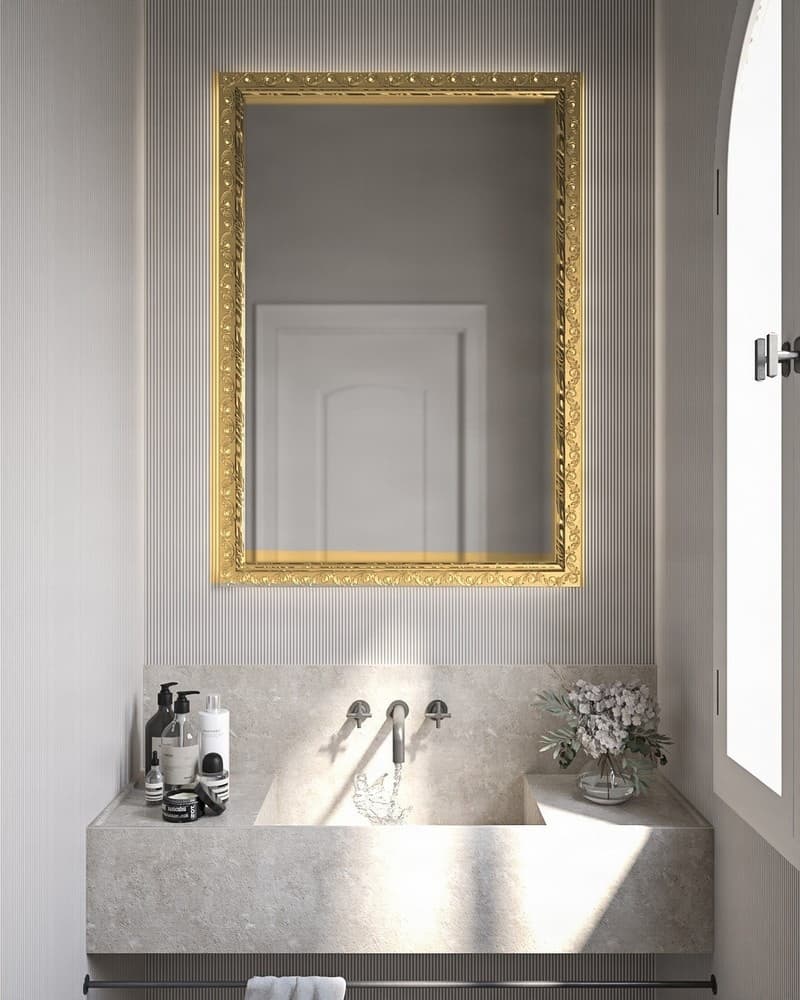 Καθρέπτης μπάνιου Project Mirrors Wood Deco Χρυσό 70x100cm