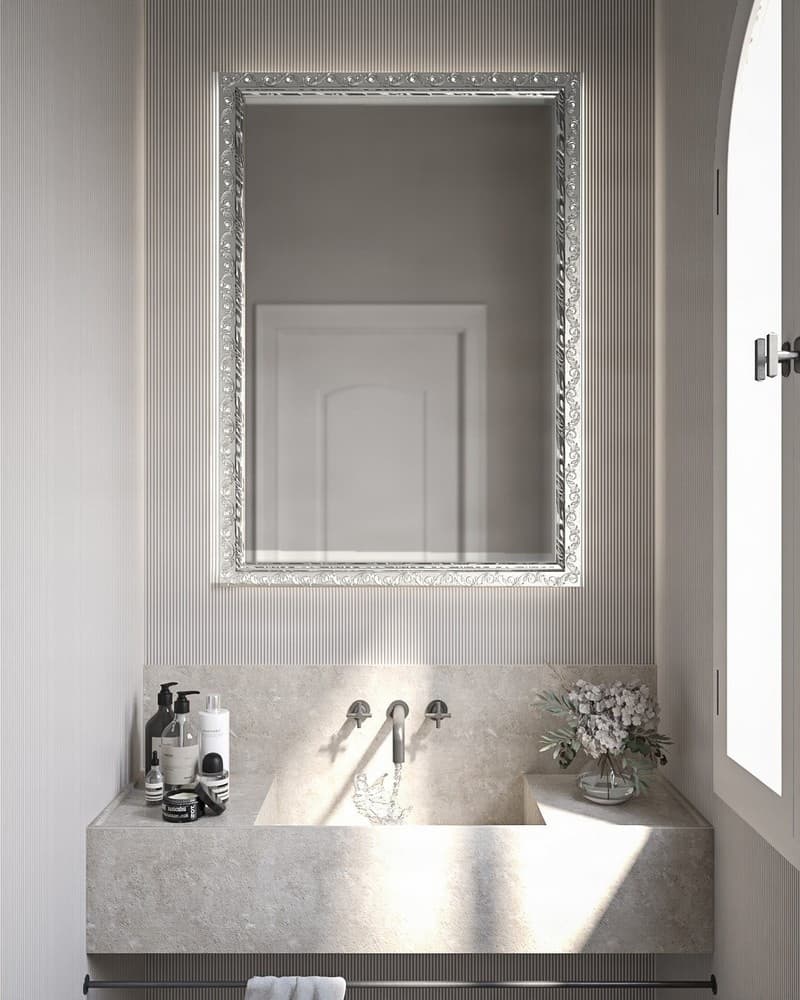 Καθρέπτης μπάνιου Project Mirrors Wood Deco Ασημί 70x100cm