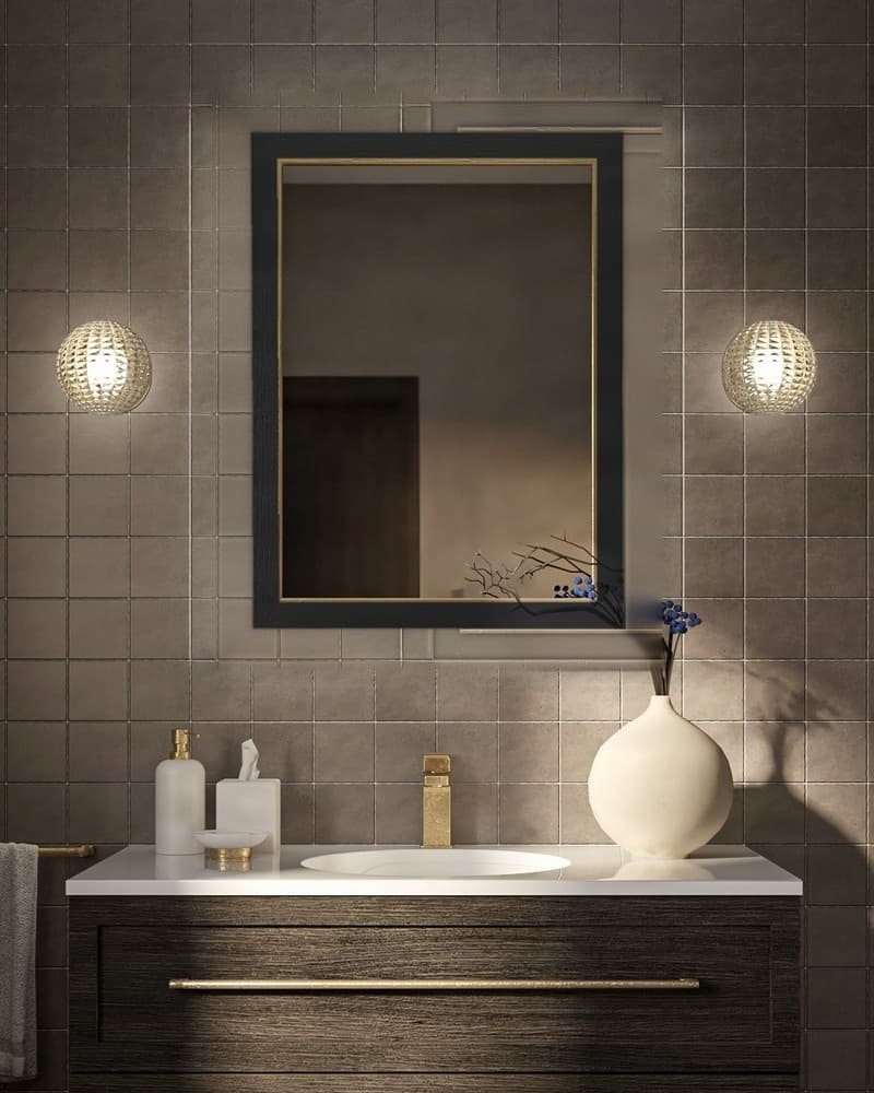 Καθρέπτης μπάνιου Project Mirrors Wood Modern Μαύρο 60x80cm