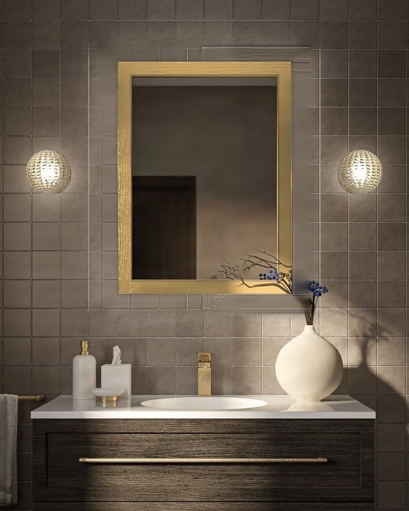 Καθρέπτης μπάνιου Project Mirrors Wood Modern Χρυσό 60x80cm