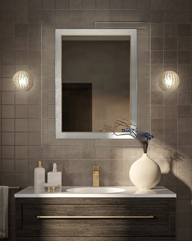 Καθρέπτης μπάνιου Project Mirrors Wood Modern Ασημί 60x80cm