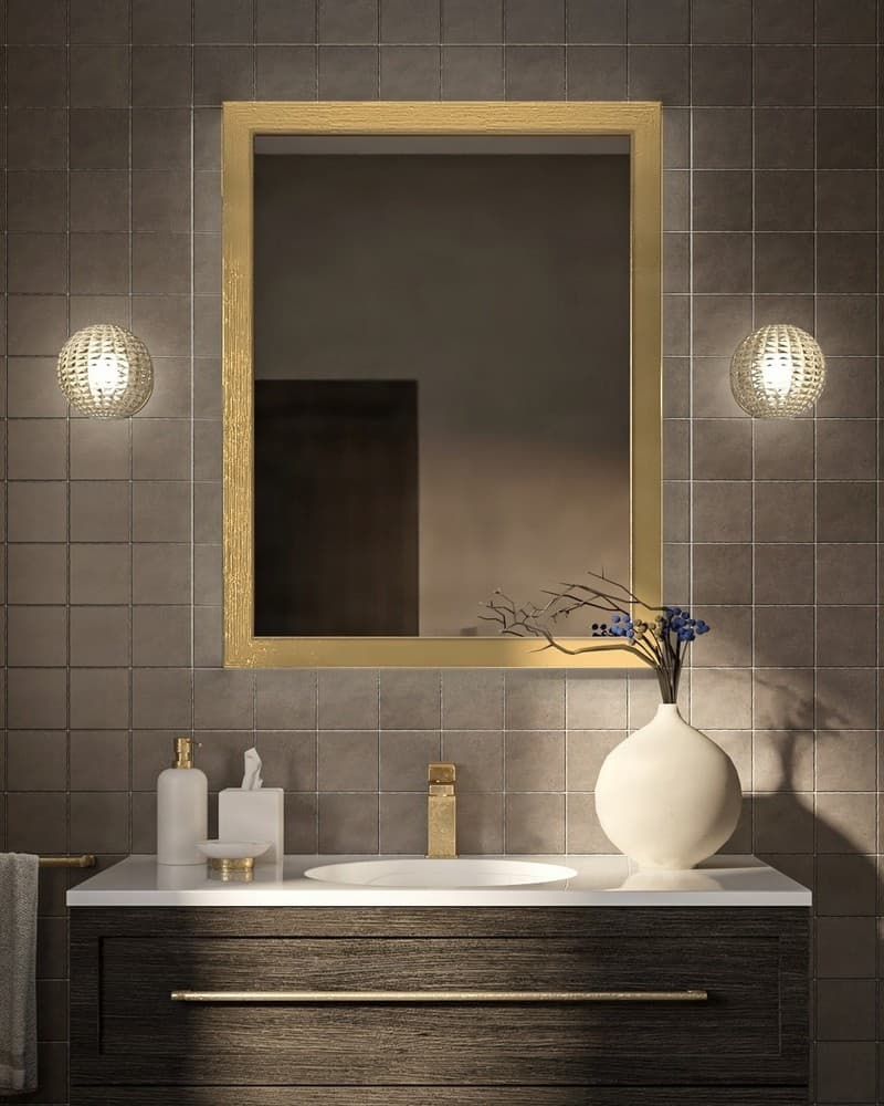 Καθρέπτης μπάνιου Project Mirrors Wood Modern Χρυσό 70x90cm