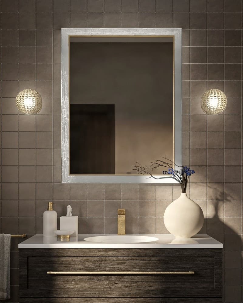 Καθρέπτης μπάνιου Project Mirrors Wood Modern Ασημί 70x90cm