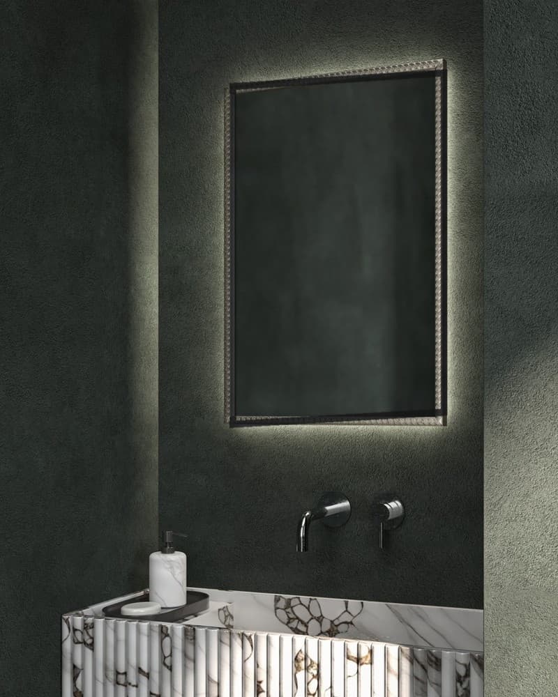 Καθρέπτης μπάνιου με Led Project Mirrors Wood Tress Μαύρο 40x60cm