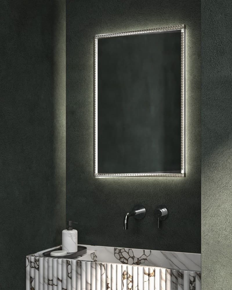 Καθρέπτης μπάνιου με Led Project Mirrors Wood Tress Ασημί 40x60cm