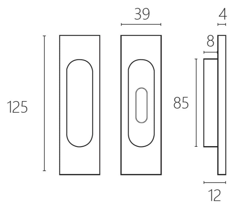 Χούφτα Συρόμενης Πόρτας Zogometal 307 Ματ Νίκελ 12,5x3,9cm | με Οπή και Χωρίς - 2