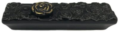 Λαβή Επίπλων Besana 1376 Μαύρη Πορσελάνη με Χρυσό Λουλούδι
