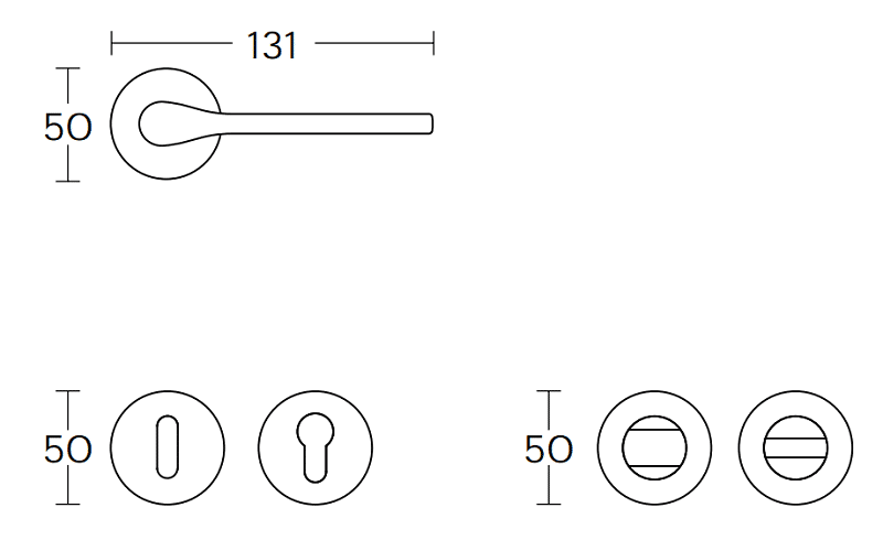 Διαστάσεις για πόμολα πόρτας convex 1485