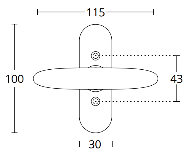 Διαστάσεις για πόμολο παραθύρου convex 155